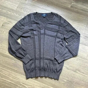GOBI | Dark grey textured cashmere and silk vneck sweater Size M/L